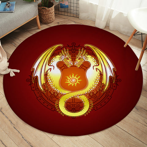 Image of Facing Yellow Europe Dragonfly Fire Theme SWYD4305 Round Rug
