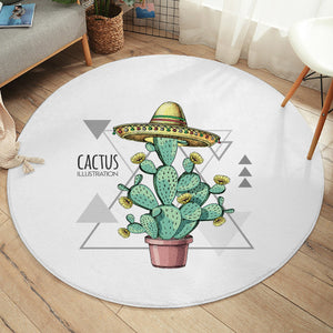 Westside Cartoon Cactus Triangle Illustration SWYD4324 Round Rug