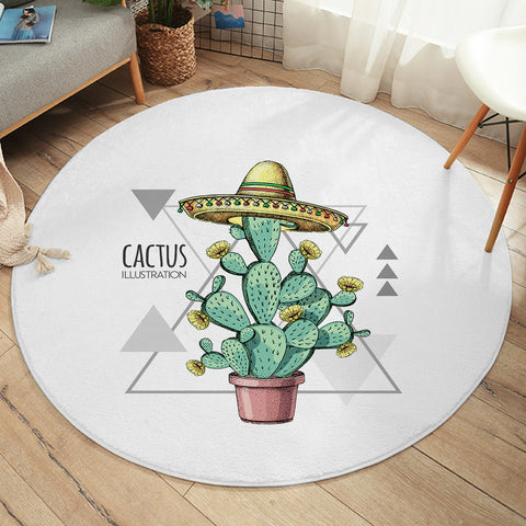 Image of Westside Cartoon Cactus Triangle Illustration SWYD4324 Round Rug