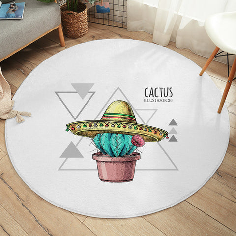 Image of Tiny Cartion Cactus Triangle Illustration SWYD4325 Round Rug