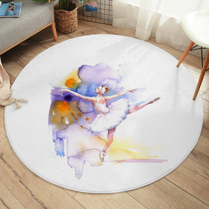 Ballet Dancing Lady Watercolor Painting SWYD4333 Round Rug