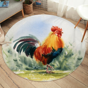 Rooster Watercolor Painting  SWYD4334 Round Rug