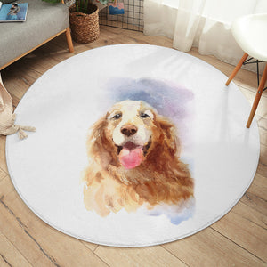 Happy Golden Retriever Watercolor Painting SWYD4335 Round Rug