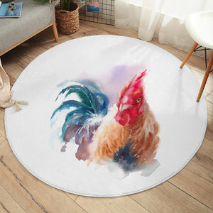 Rooster White Theme Watercolor Painting  SWYD4399 Round Rug
