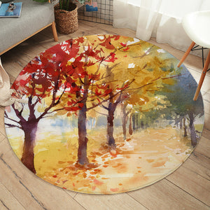 Summer Maple Trees Forest Watercolor Painting SWYD4400  Round Rug