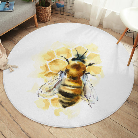 Image of Queen Bee Watercolor Painting SWYD4404  Round Rug
