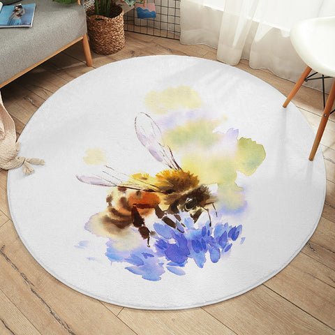 Image of Flying Bee Watercolor Painting SWYD4405 Round Rug