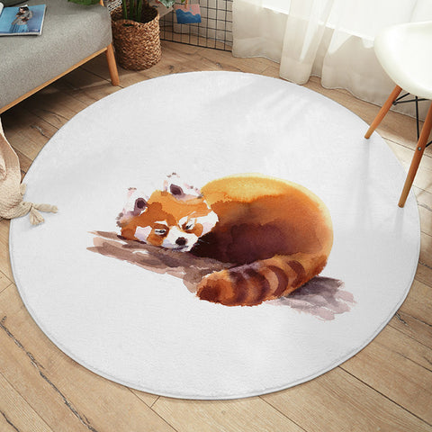 Image of Lazy Orange Racoon Watercolor Painting SWYD4411 Round Rug