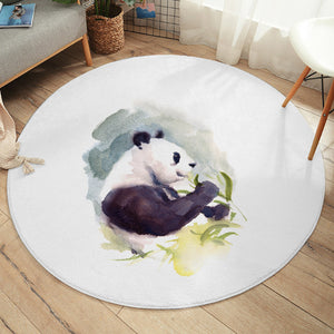 Panda and Flowers Watercolor Painting SWYD4412 Round Rug