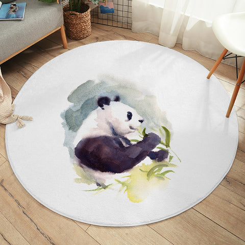 Image of Panda and Flowers Watercolor Painting SWYD4412 Round Rug