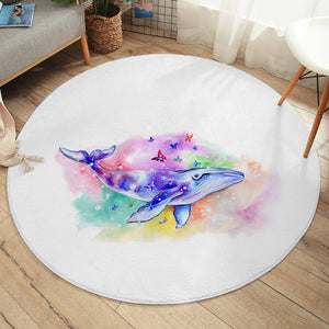 Galaxy Whale Colorful Background Watercolor Painting SWYD4413 Round Rug