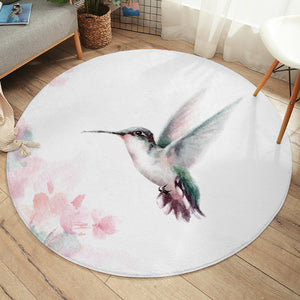 Flying Green Sunbird Watercolor Painting SWYD4415 Round Rug