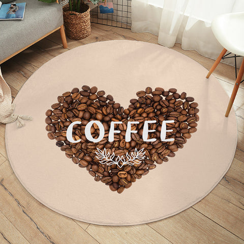 Image of Love In Coffee Bean - Heart Shape SWYD4436 Round Rug