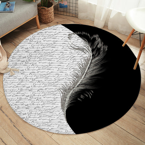 Image of B&W Boundary Hand Written Letter By Feather SWYD4442 Round Rug