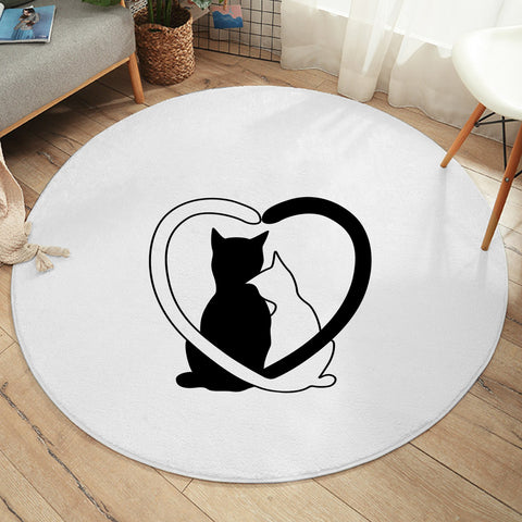 Image of B&W Couple Cats SWYD4490 Round Rug