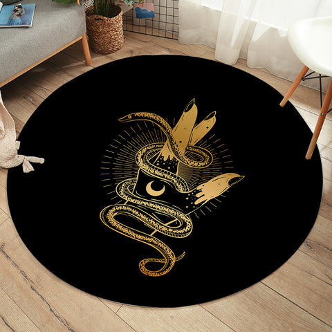 Image of Golden Snake Rolling Up Hand SWYD4511 Round Rug