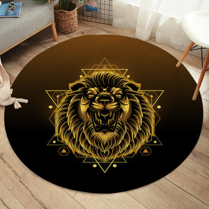 Modern Golden Lion Zodiac Black Theme  SWYD4529 Round Rug