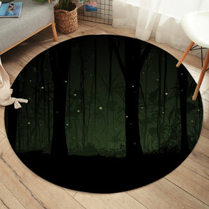 Night Palm Trees Forest Green Light  SWYD4531 Round Rug