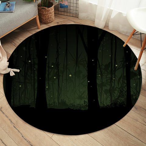 Image of Night Palm Trees Forest Green Light  SWYD4531 Round Rug