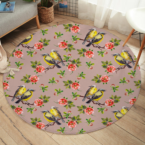 Image of Couple Sunbird and Pink Flowers SWYD4533 Round Rug