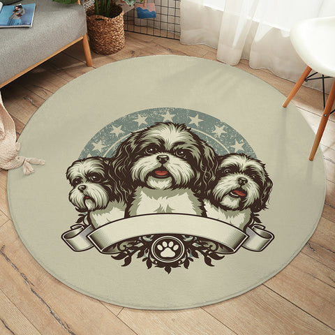 Image of Retro Three Heads Cavalier King Charles Spaniel Superstar SWYD4536 Round Rug