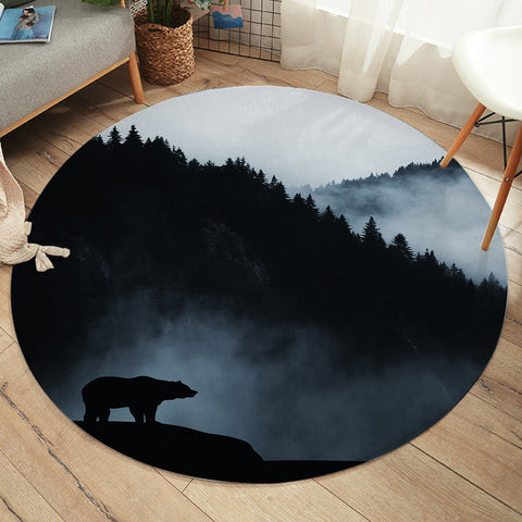 Image of Black Scene High Forest Mountain Bear SWYD4538 Round Rug