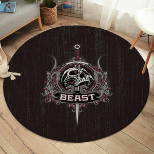 Skull Knife Beast Metal Logo Black Theme SWYD4540 Round Rug