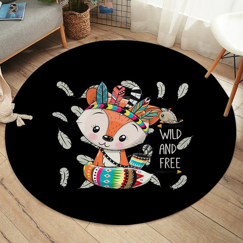 Image of Cute Cartoon Aztec Fox - Wild & Free SWYD4541 Round Rug