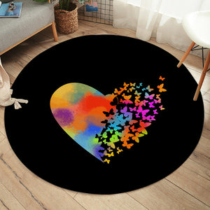 Colorful Faded Butterfly Heart Shape SWYD4543 Round Rug