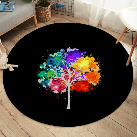 Image of Colorful Spray Leaves Plan SWYD4545 Round Rug
