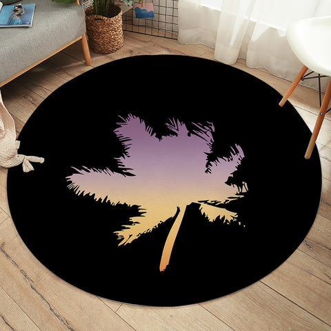 Image of Gradient Purple Yellow Coconut Plant Shape SWYD4546 Round Rug