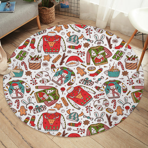 Image of Cartoon Christmas Clothes & Presents SWYD4580 Round Rug