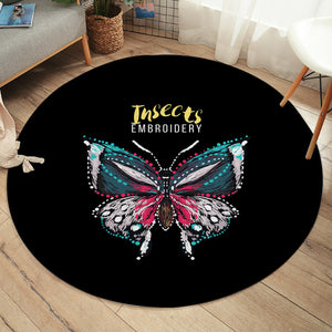 Colorful Butterfly Embroidery Effect SWYD4583 Round Rug