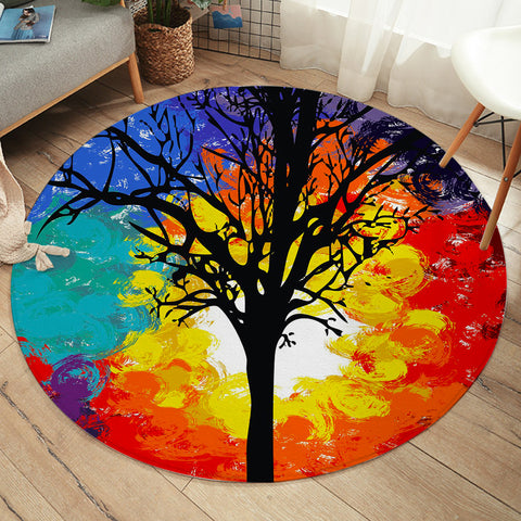 Image of Colorful Big Tree Full Screen SWYD4585 Round Rug
