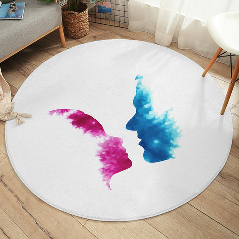 Image of Purple & Blue Human Face Kissing SWYD4586 Round Rug