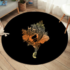Gradient Yellow & Orange Lady In The Flowers SWYD4602 Round Rug