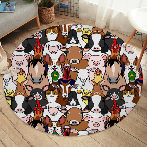 Image of Cute Animals Drawing Full Screen SWYD4604 Round Rug