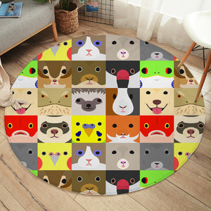 Products Cute Cartoon Animals Checkerboard SWYD4638 Round Rug
