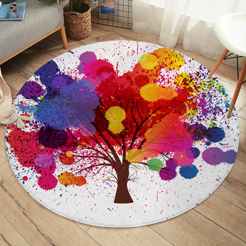 Image of Colorful Splash Big Tree SWYD4657 Round Rug