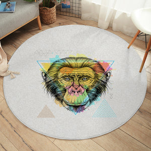 Colorful Watercolor Triangle Monkey SWYD4751 Round Rug