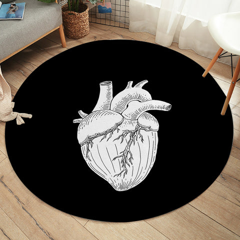 Image of B&W Heart Sketch SWYD4756 Round Rug