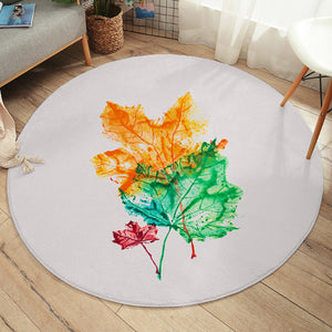 Colorful Maple Leaves White Theme SW5148 Round Rug