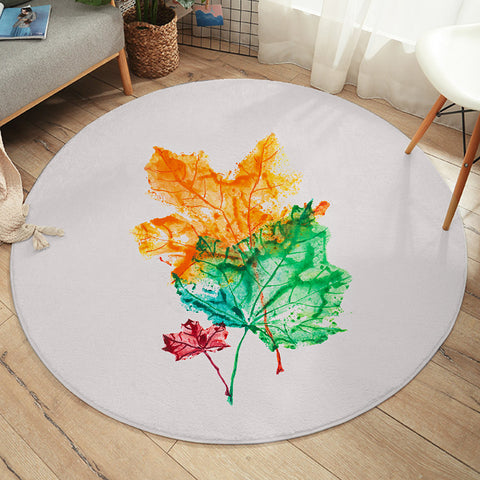 Image of Colorful Maple Leaves White Theme SW5148 Round Rug