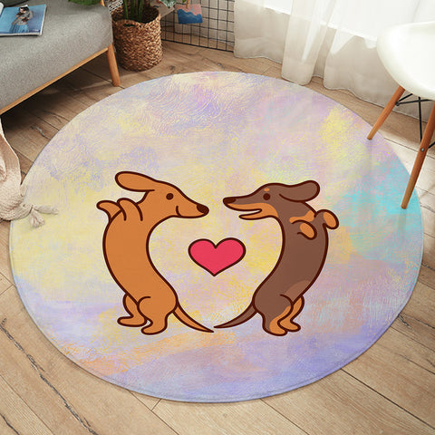 Image of Cute Couple Dachshund Pastel Theme SW5154 Round Rug