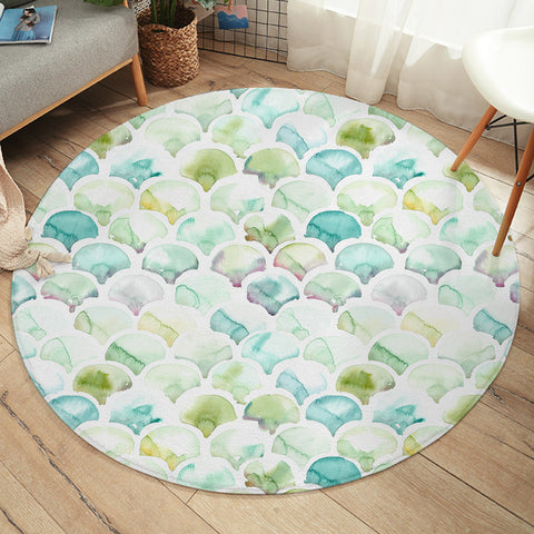 Image of Green Blue Pastel Japanese Seamless Art SWYD5157 Round Rug