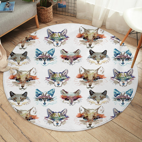 Image of Multi Colorful Fox Watercolor  SWYD5167 Round Rug