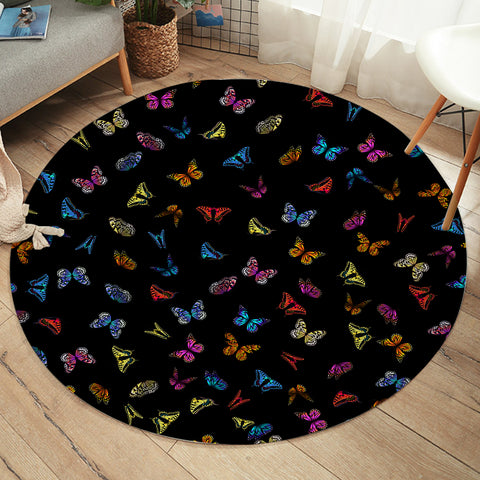Image of Multi Colorful Butterflies Back Theme SW5170 Round Rug