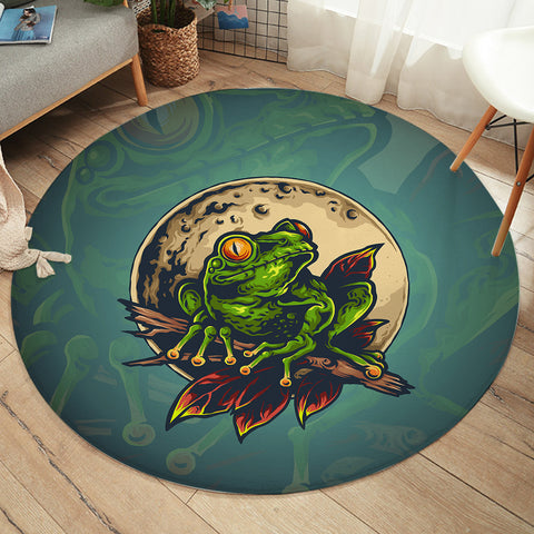 Image of Old School Color Frog Moon Night SW5176 Round Rug