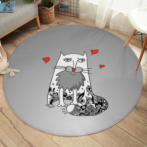 Image of Love Old Cat Grey Theme  SWYD5177 Round Rug