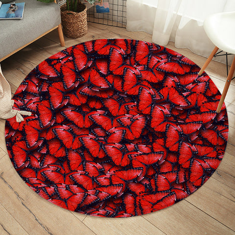 Image of Multi Red Butterflies SWYD5179 Round Rug